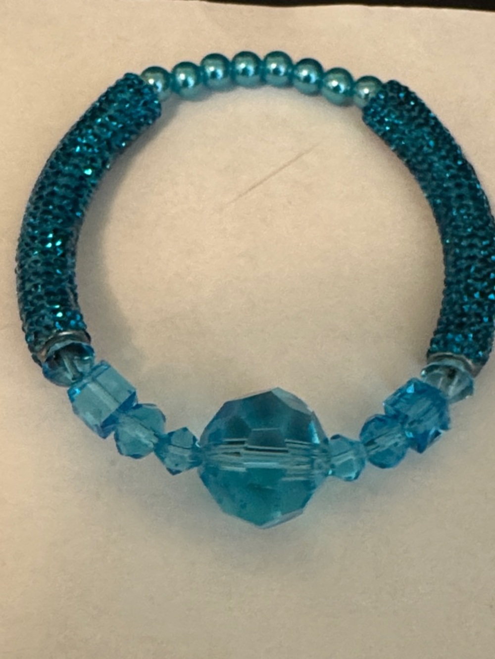 Teal Crystal Beaded Stretch Bracelet for Women